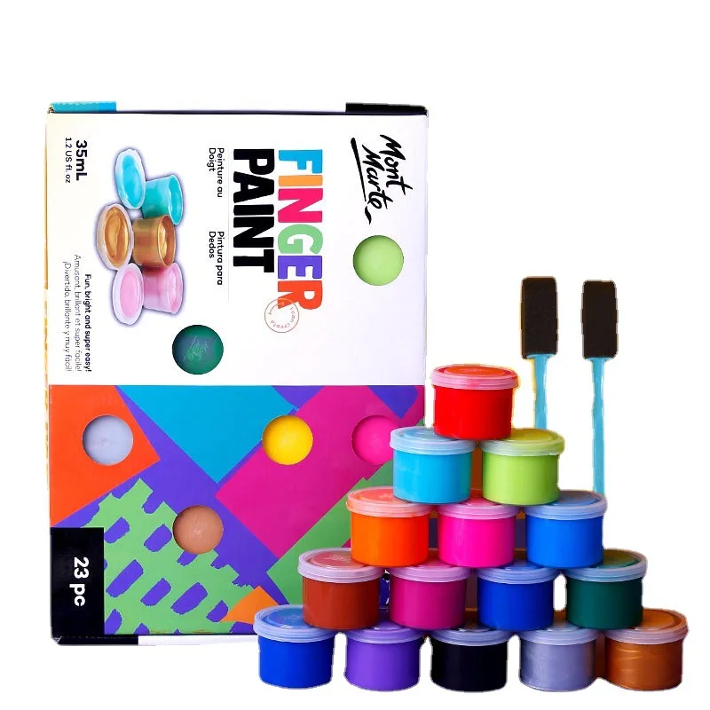 12 Color 35ml Children's Finger Paint Mousse Texture Skin-friendly Delicate and Safe Washable Toddler Graffiti Gouache Paint Set