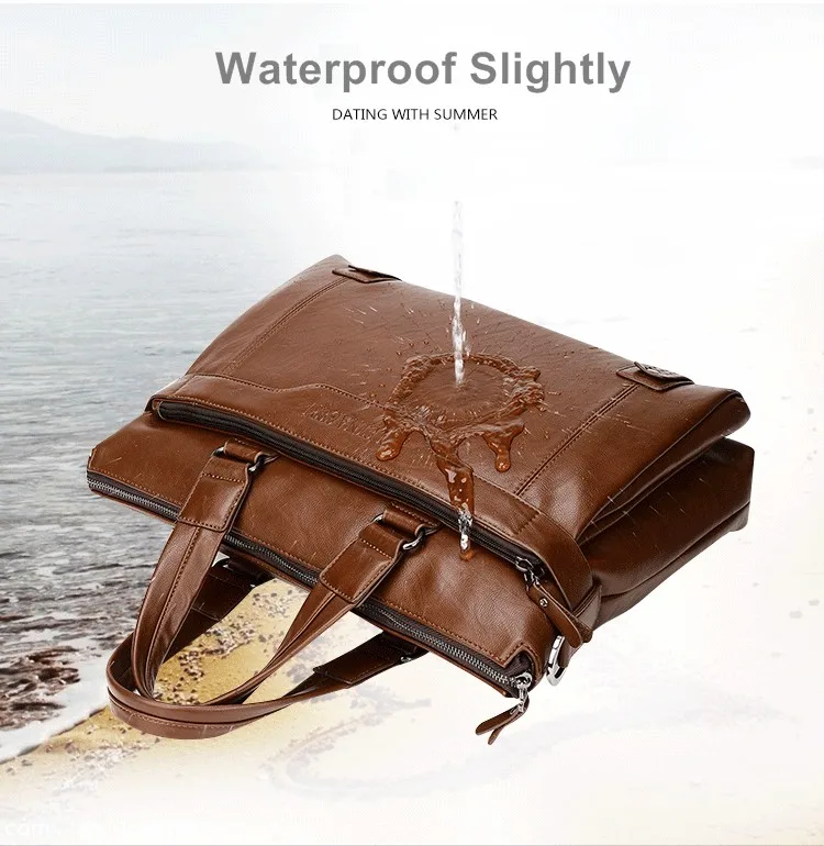 Men's Bag Handbag for Men Briefcase Computer Bags Valise Document Attache Shoulder PU Brown Business Leisure Dropshipping