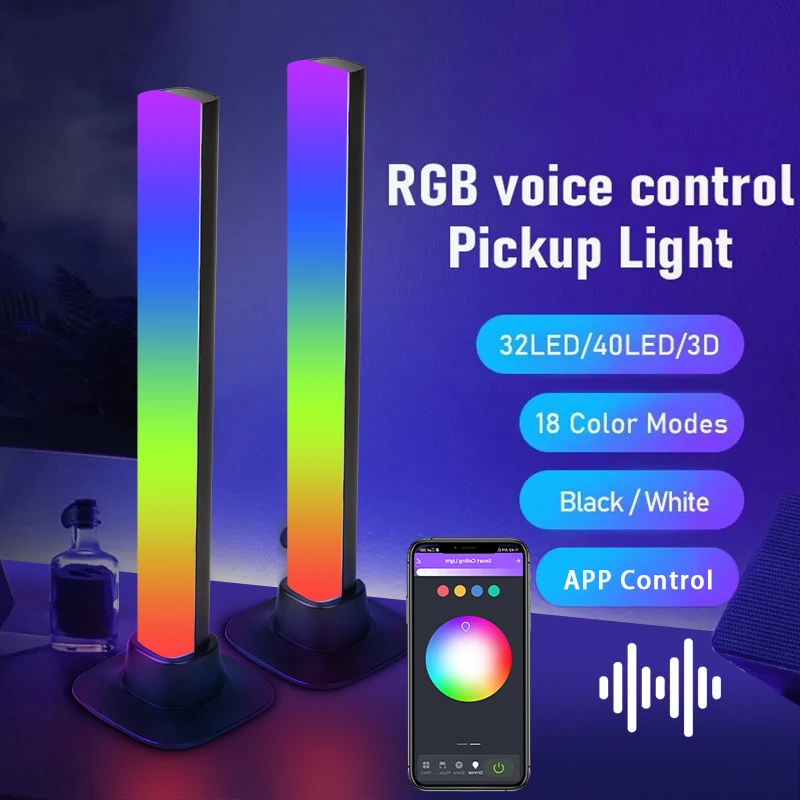 

Smart Sound Control Pickup Lights Led Night Light RGB Music Rhythm Ambient Lamp With App Control for TV Gaming Desktop Decoratio