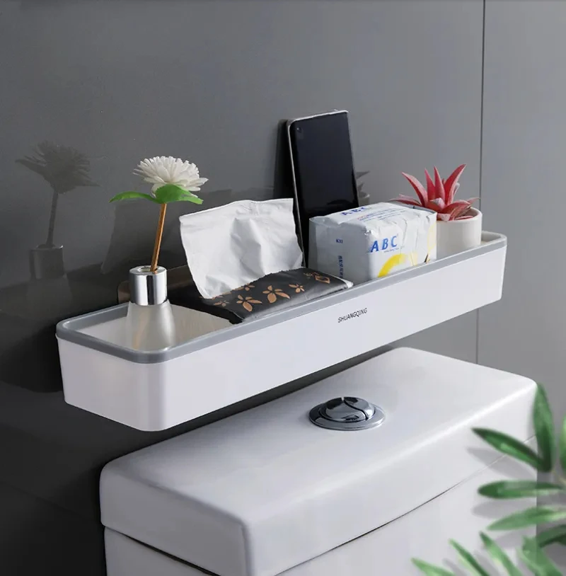 

Стеллаж для унитаза, многофункциональный настенный органайзер с отверстиями, над унитазом, белая полка