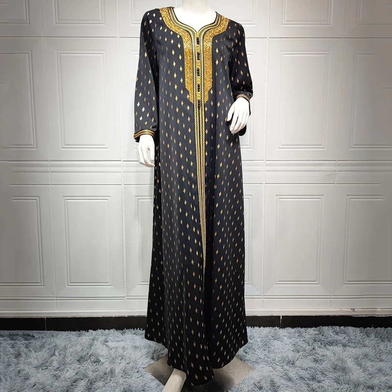 Ramadan Muslim Woman Middle East Abaya 2022 Bronzing Diamonds Plus Size Arabic Long Dresses Robe Aid Femme Dubai Turkish Abayas