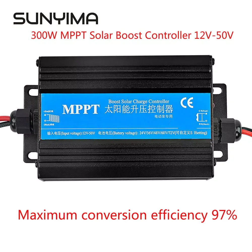 

SUNYIMA MPPT 300W 24V/36V/48V/60V/72V Solar Boost Charge Controller Electric Car Electric Vehicle Charging Voltage Regulator