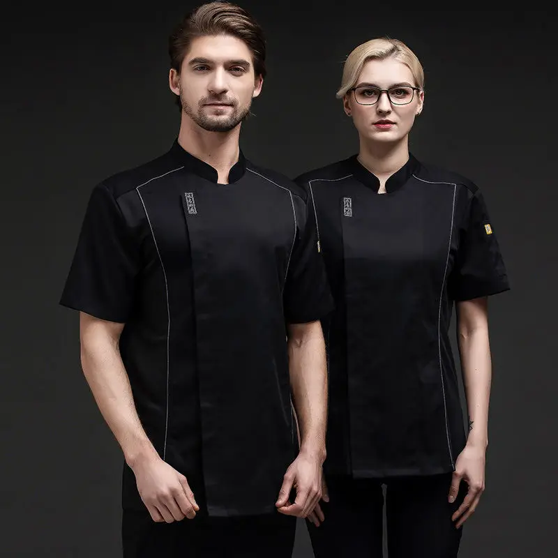 Wholesale Unisex restaurant Uniform Bakery Food Service Short Sleeve Breathable Double Breasted new chef uniform Cooking clothes