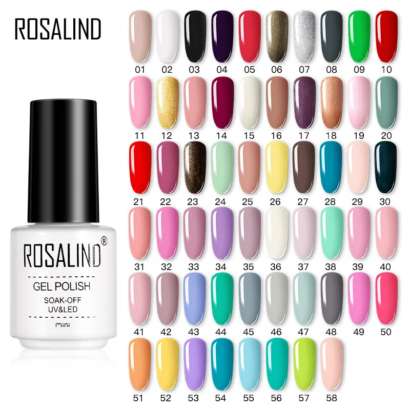 

ROSALIND Gel Polish Semi Permanent Gel Varnishes All For Nails Manicure Classic Color Gel Nail Polish Primer Nails Art Gellak