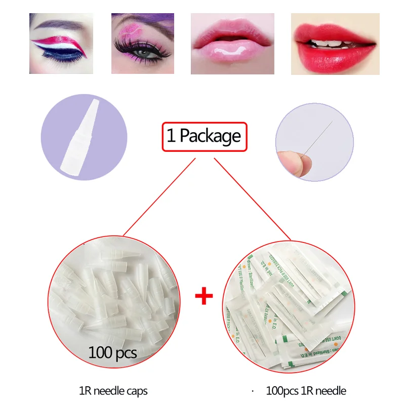 

1R 3R 5R 5F 7F PMU Needles and Needle Tips Professional PMU Needles Kit Disposable Sterilized for Permanent Makeup Eyebrow
