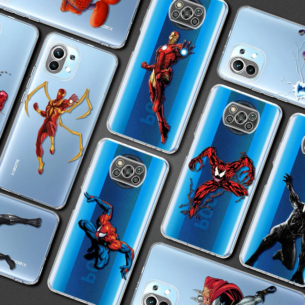 

Deadpool Black Panther Clear Case for Mi Poco X3 NFC 12 11 Lite 10T Pro Luxury SmartPhone Cover M3 F1 11T 10 5G 12X 9T 11X Shell
