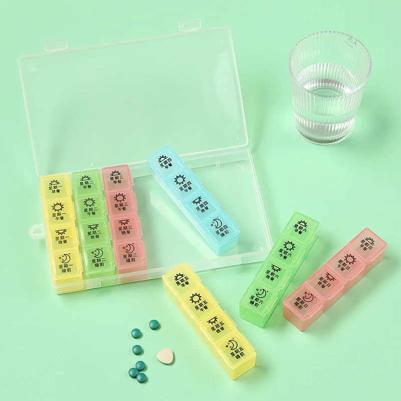 

Pill Case Splitters Portable 7 Day 28 Grids Pill Box Tablet Medicine Box Drug Dispenser Tablet Holder Organiser таблетница