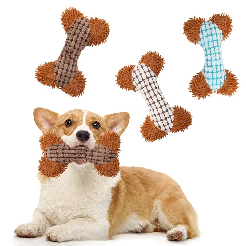 

Dog Toy Bones Plush Vocal Toy Puppy Interactive Toys Teeth-Grinding Tool Cat Bite Resistant Squeaky Knickknack Pet Accessories