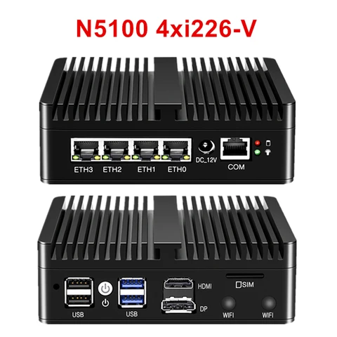 Мини-маршрутизатор Intel N100 J6413 N5105 4xIntel i225 i226 2,5G LAN NVMe без вентилятора для домашнего сервера