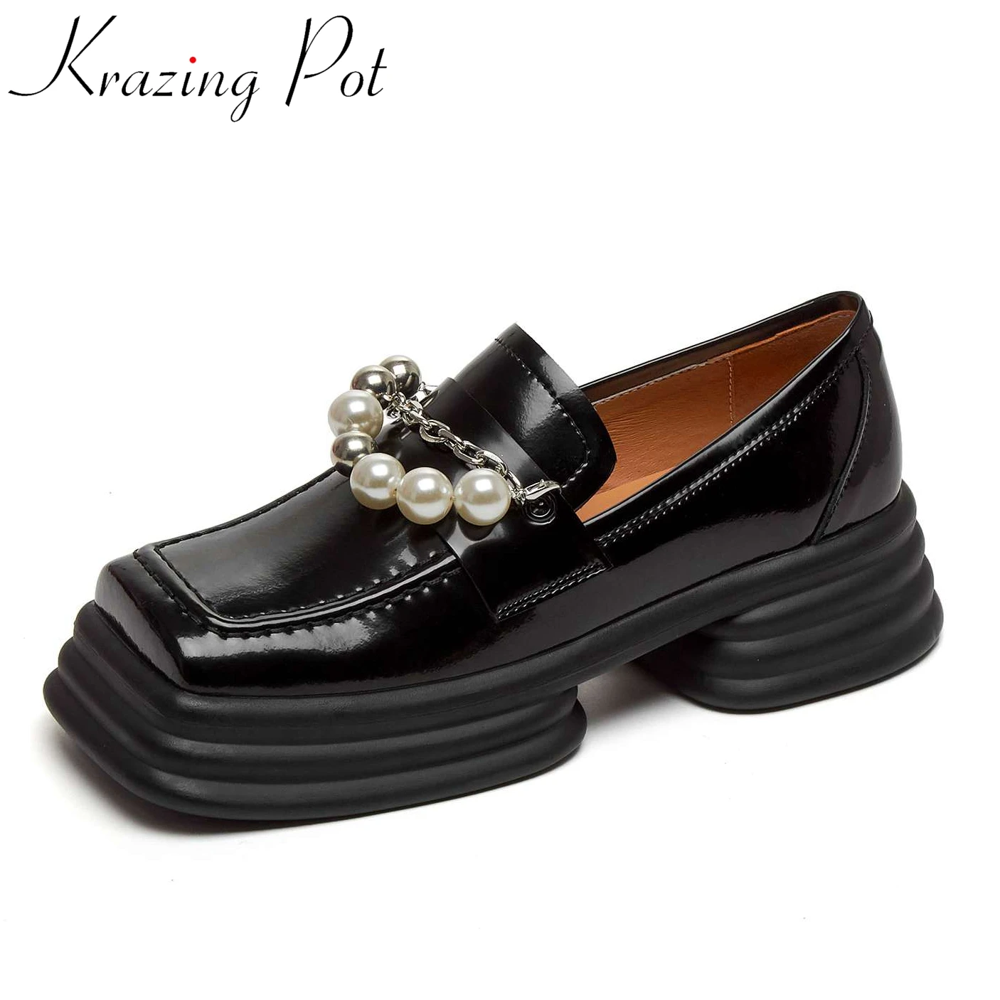 

Кроссовки Krazing Pot женские на платформе, Натуральная овечья кожа, круглый носок, высокий каблук, повседневные туфли-лодочки, с цветами, на толс...