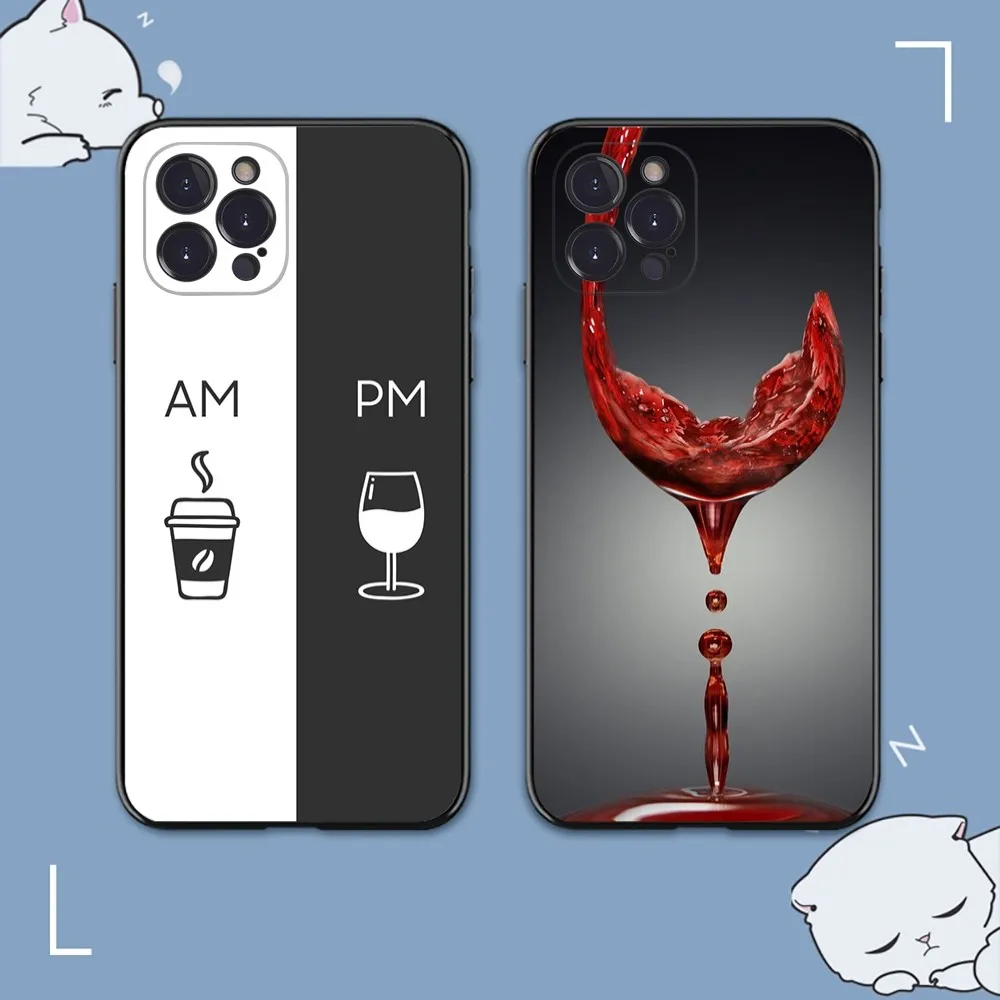 

Coffee Wine Cup Phone Case For iPhone 14 13 12 Mini 11 Pro XS Max X XR SE 6 7 8 Plus Soft Silicone Cover