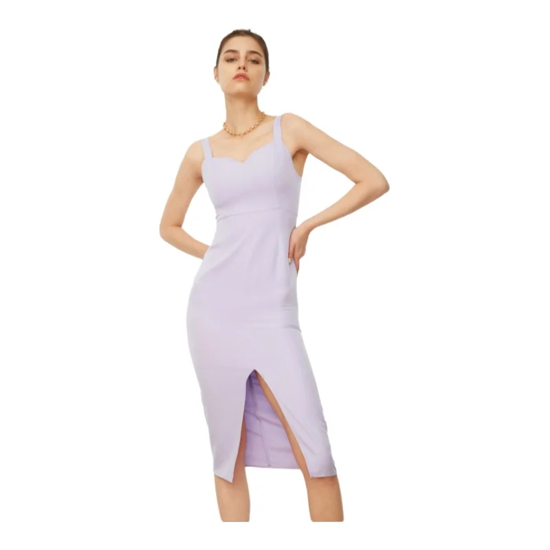 Trendyol TYZA Женские платья стандартного кроя с тканым квадратным воротником и