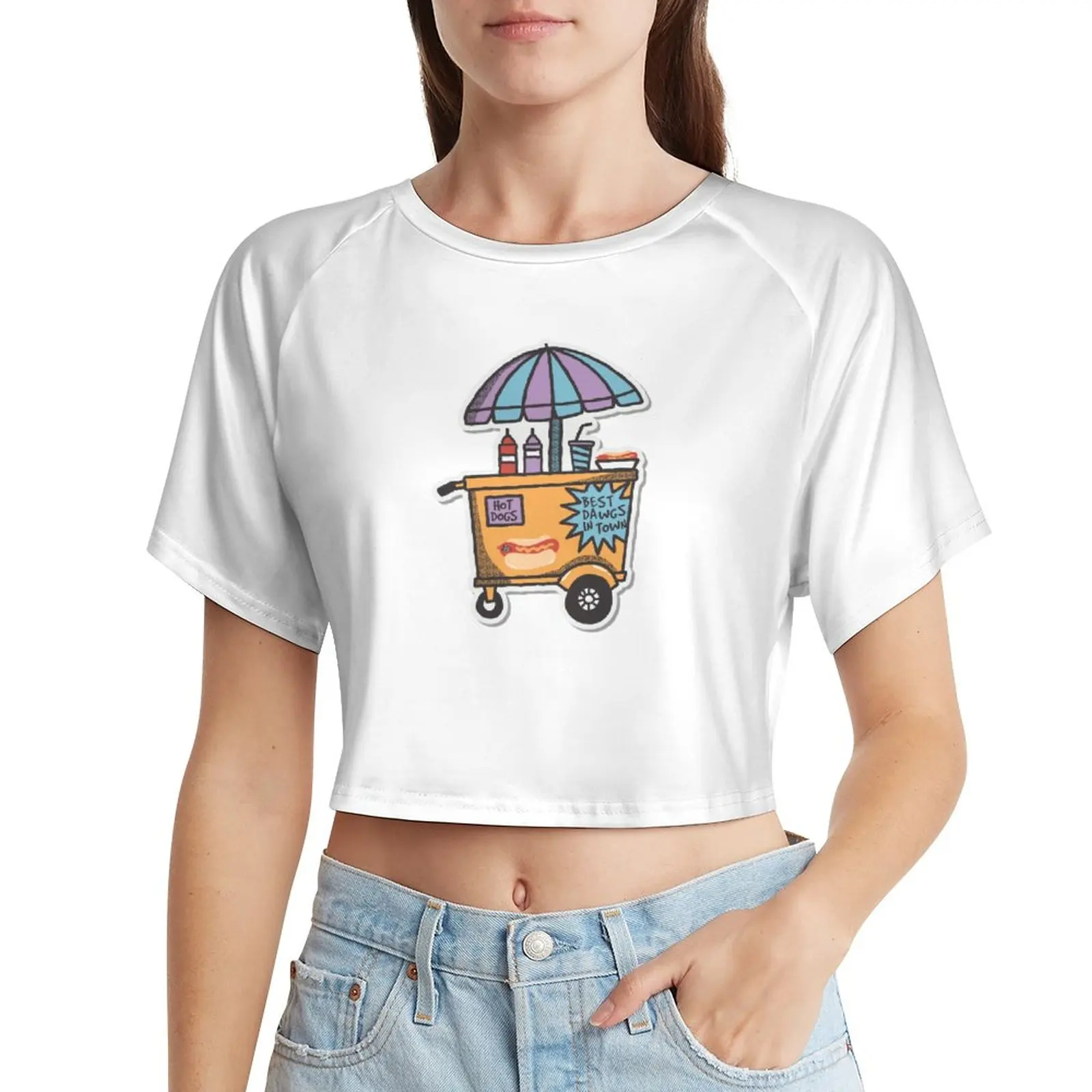 

Oil Painting Cartoon Print Summer Women'S Short Sleeved Front Shoulder Personalized Loop Top Fashion Round Neck Sexy Style 2023