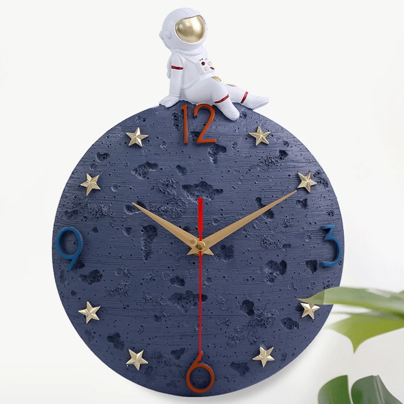 

INWOO DECOR Modern Creative Astronaut Figurines Statue Sculpture Digital Clock Wall Home Decor Living Room Decoration Ornaments