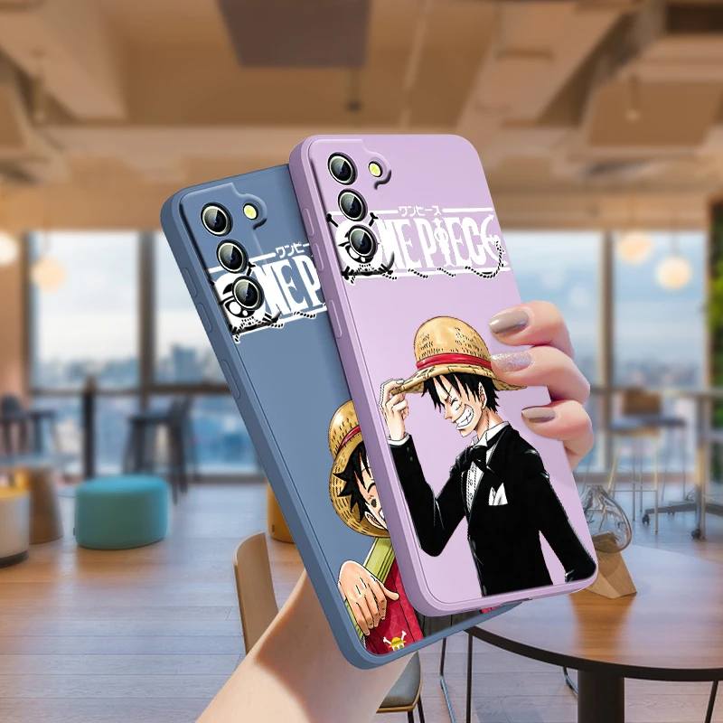 

Luffy One Piece Cartoon For Samsung A52 A32 A22 A71 A51 A31 A21S A12 A03S A50 A30 A20 A10 5G Liquid Silicone Rope Phone Case