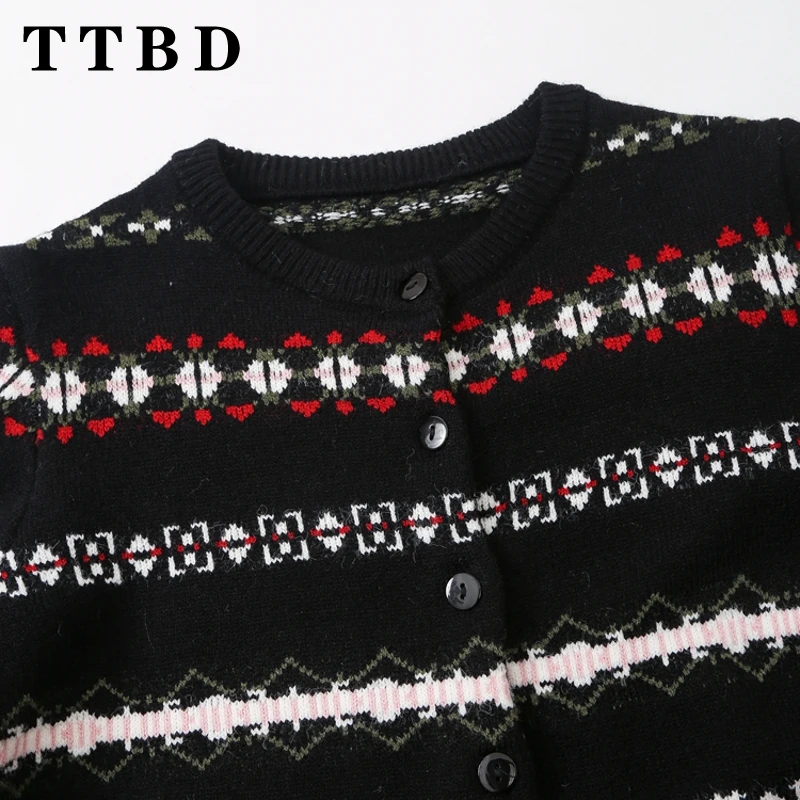 TTBD 2024 осеннее новое женское модное однобортное вязаное пальто куртка