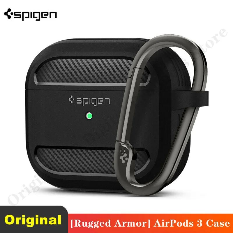 

For Apple AirPods 3 Case | Spigen [ Rugged Armor ] Shockproof Slim Matte Cover With Keychain