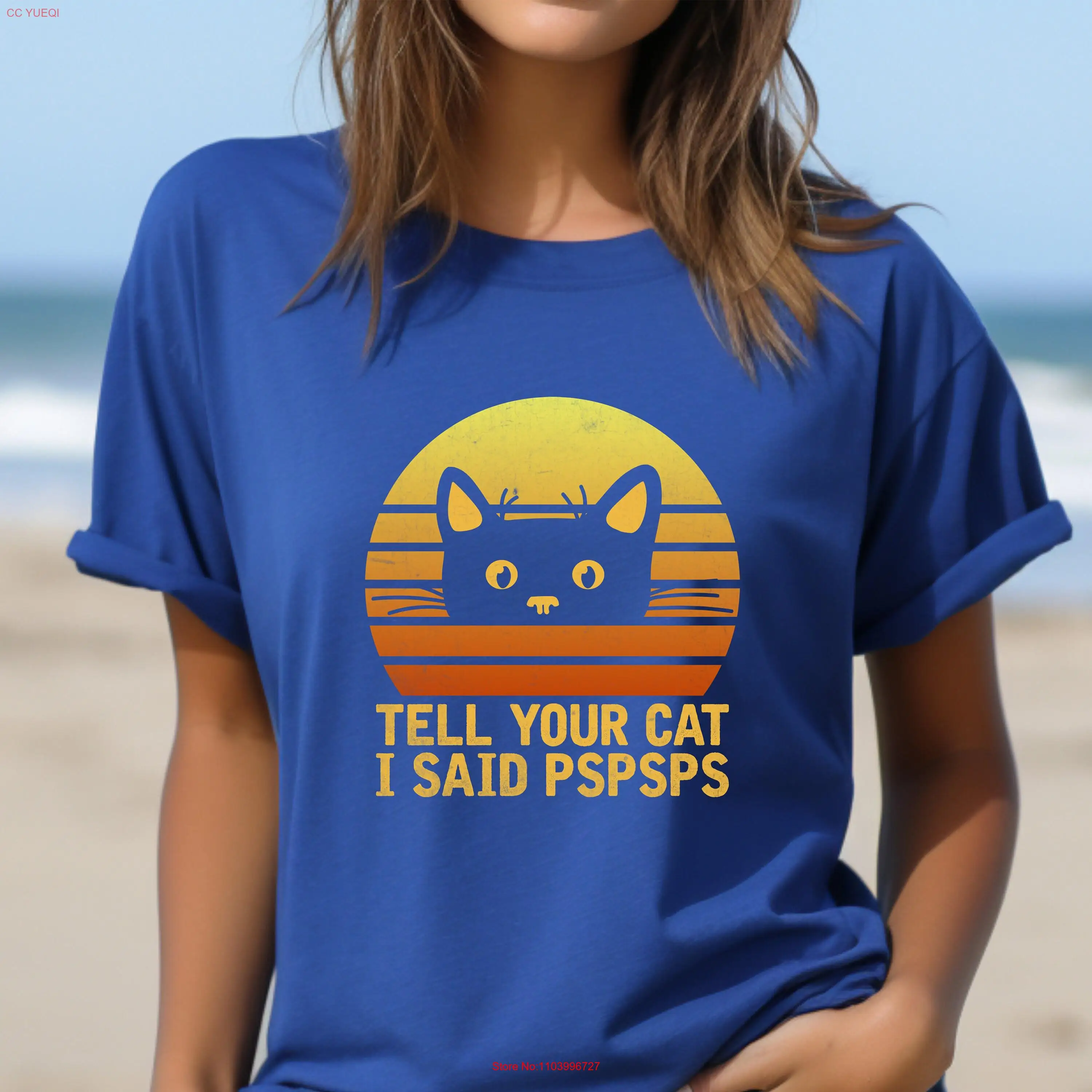 Фото Tell Your Cat I Said Pspsps T Shirt Funny Mom Retro Lover Dad s 0492 long or short sleeves №1