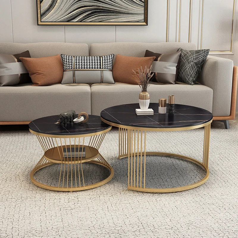 

Round Extendable Coffee Table Nordic Aesthetic Luxury Unique Marble Side Table White Drawers Mesa Auxiliar Living Room Furniture