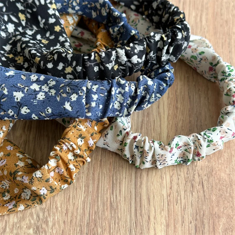 Женский пасторальный полупрозрачный треугольный шарф для волос с цветами