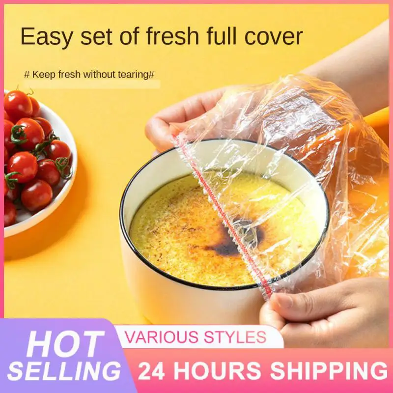 

300pcs Elastic Band Plastic Wrap Bowl Cover Food Grade Pe Film One-time Plastic Wrap Rapid Preservation Preservation Bag 50/bag