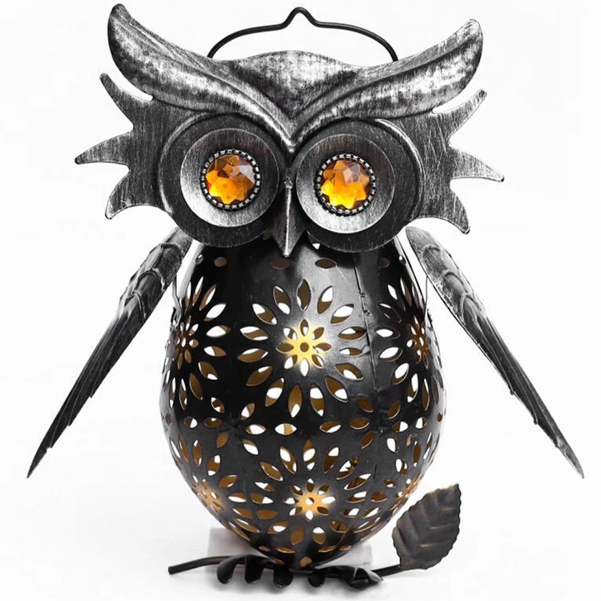

Solar Lantern Light Owl Hollow Lantern Waterproof Lamp with Handle LED Garden Hanging Lantern for Decor