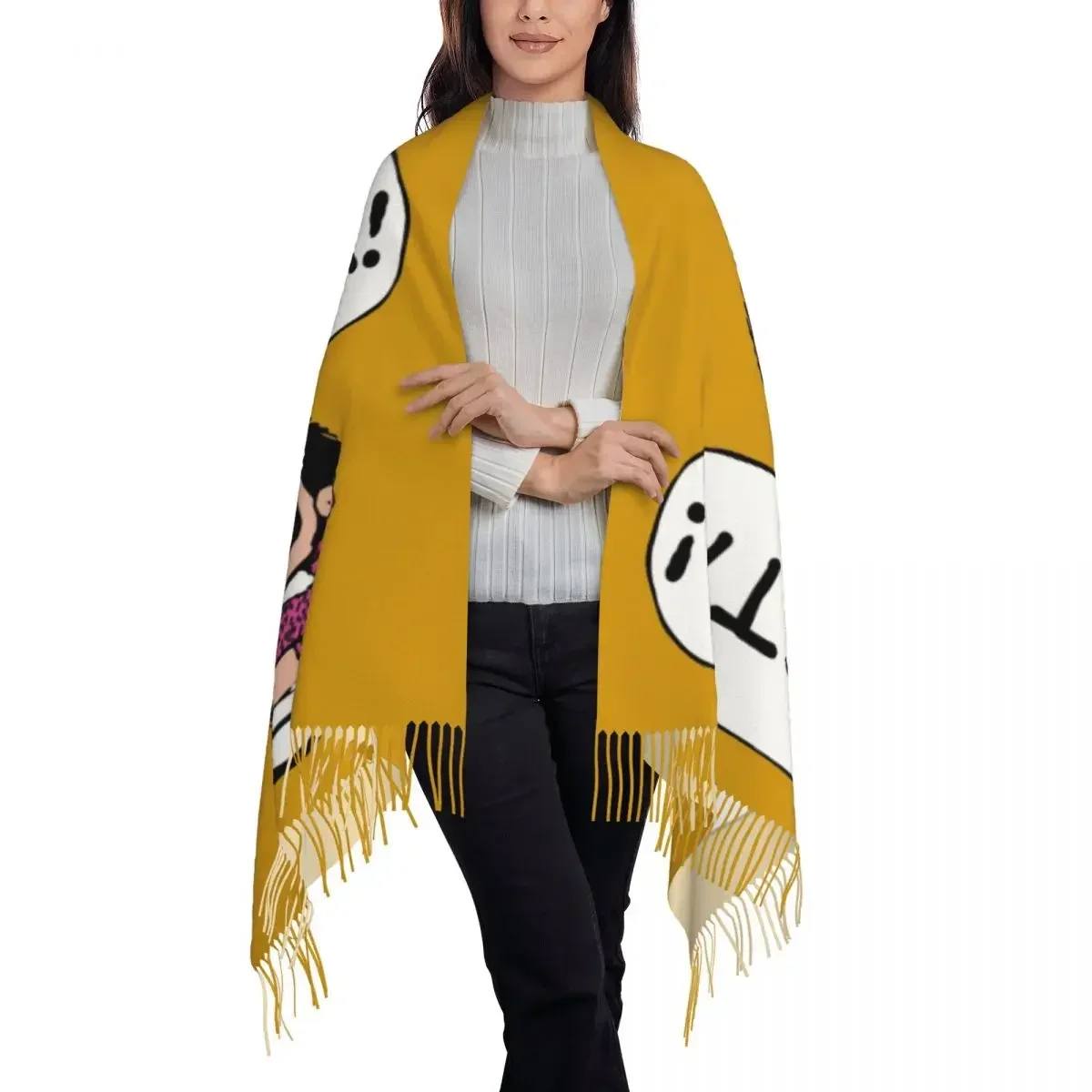 Модная осенне-зимняя теплая шаль с рисунком