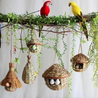 hand woven gourd bird house gardening decoration birds nest straw small pet house small bird nest for hummingbird
