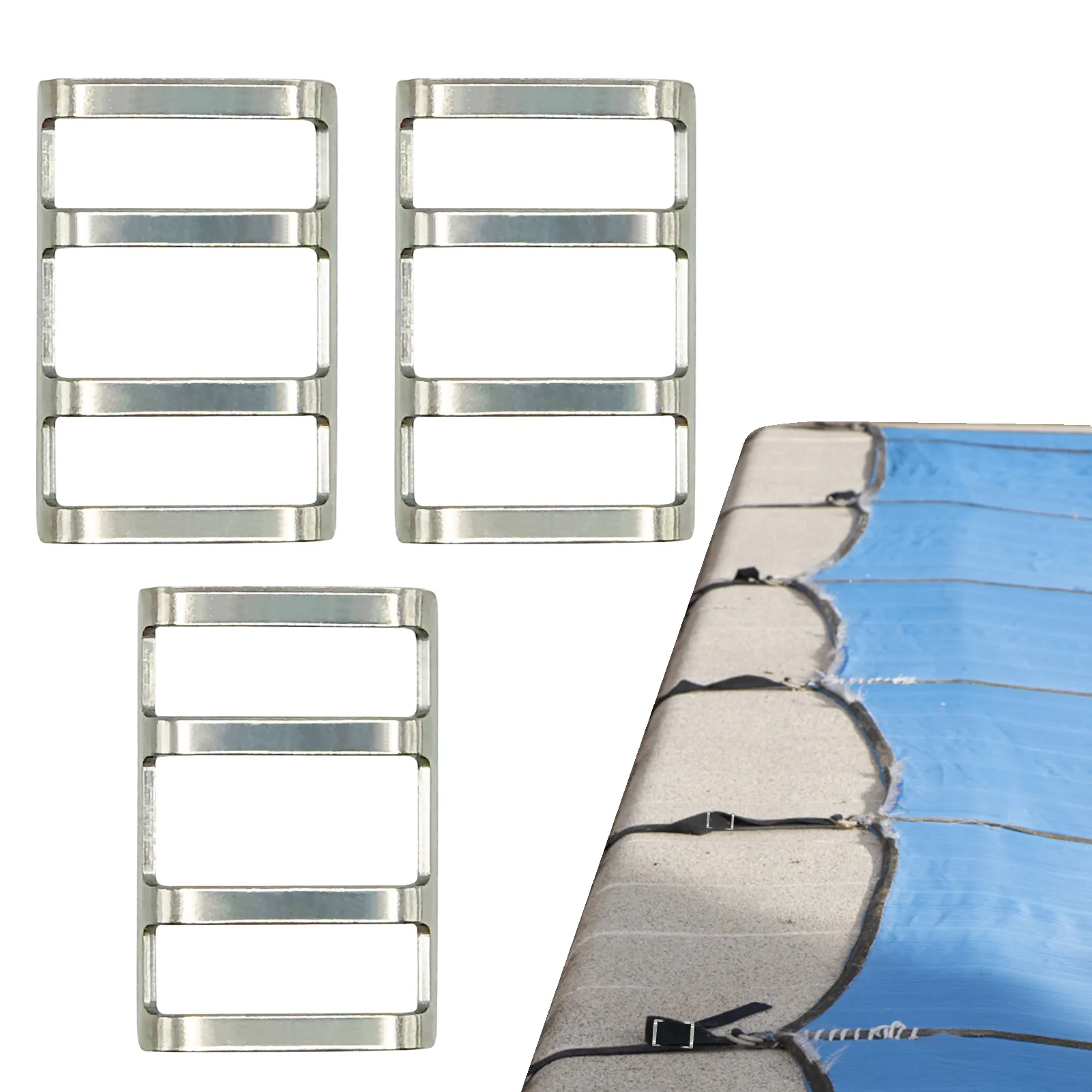 

3pcs Stainless Steel Bar Buckle Safety Cover Installation Buckle For In Ground Pool Cover Accessories Garden Patio Yard