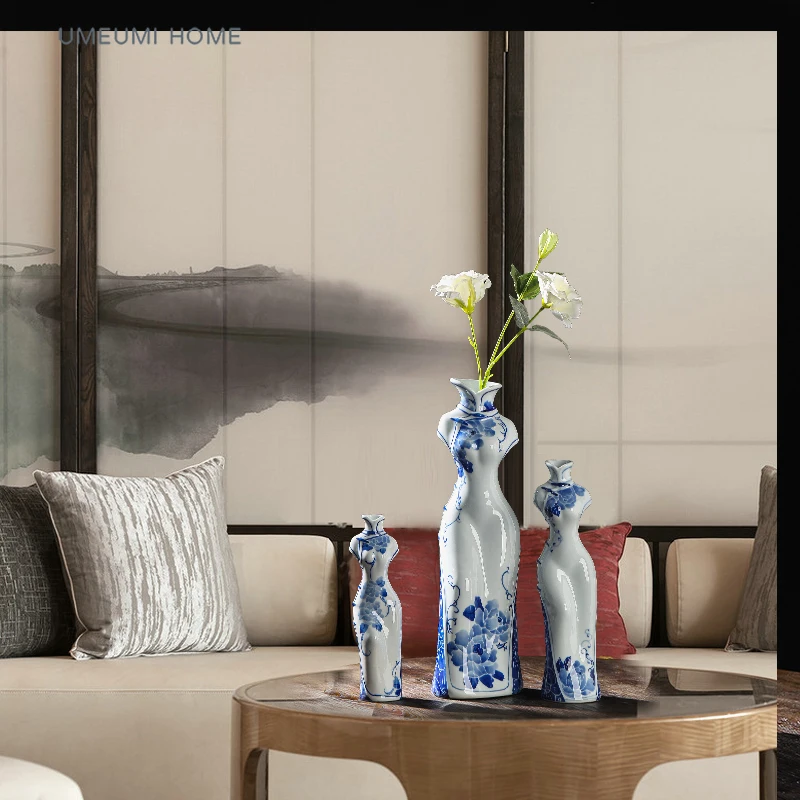 Креативная сине-белая фотография ваза в китайском стиле синее украшение для дома