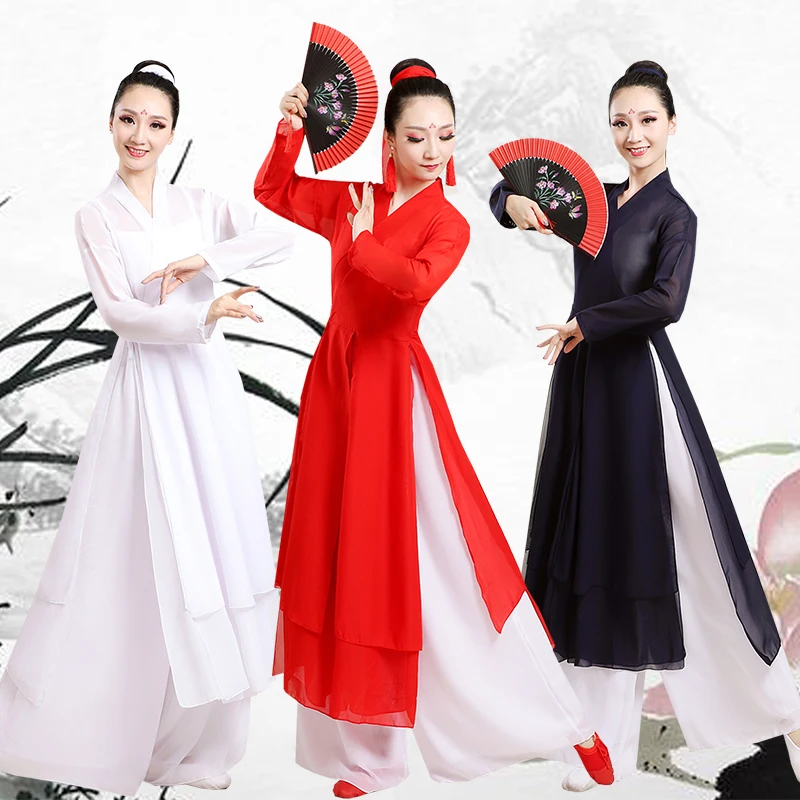 Марлевое танцевальное платье в китайском стиле для классических танцев йоги