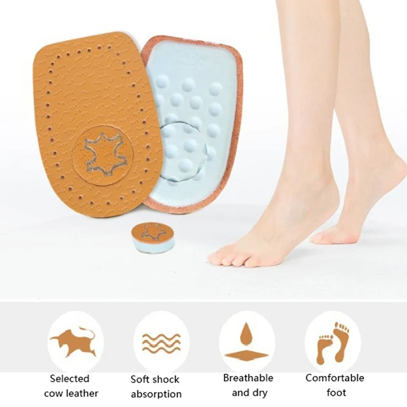 

1Pair Leather Insoles Latex Heel Pads For High Heel Cowskin Shoes Pad Foot Pain Relief Feet Care Women Heel Cushion Inserts Sole