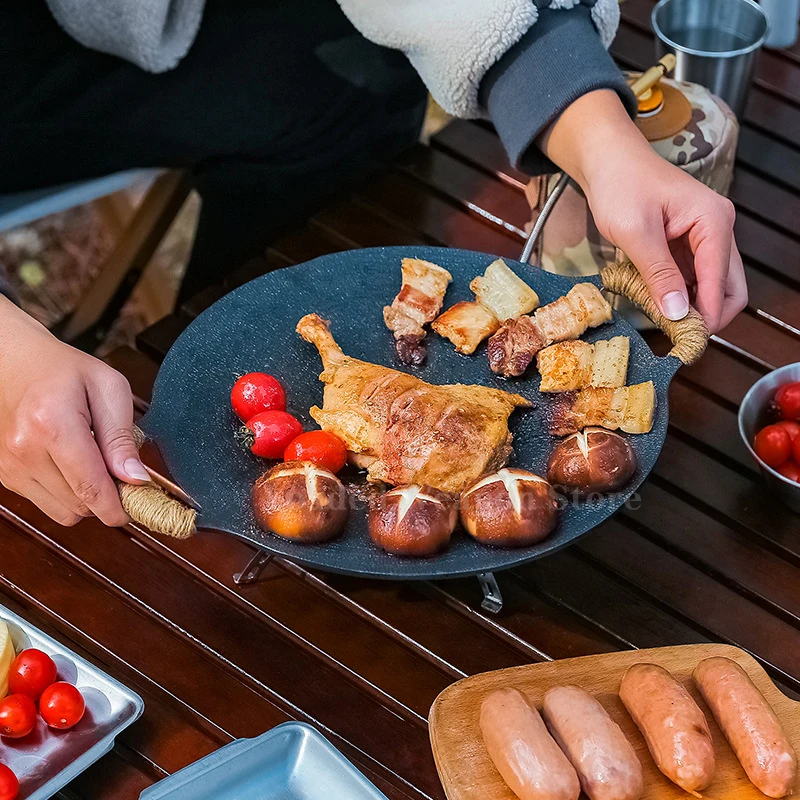 

Korean Gas Oven Barbecue Plate Outdoor Camping Maifan Stone Stone BBQ Plate Picnic Skewer Pot Barbecue Pan Cooker