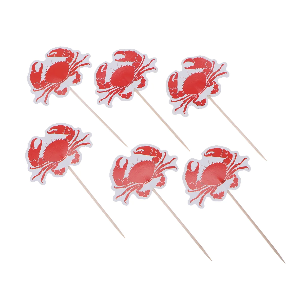 

24pcs Big Red Crab Birthday Fruit Picks Dessert Table Decorative Supplies for Party Festivals