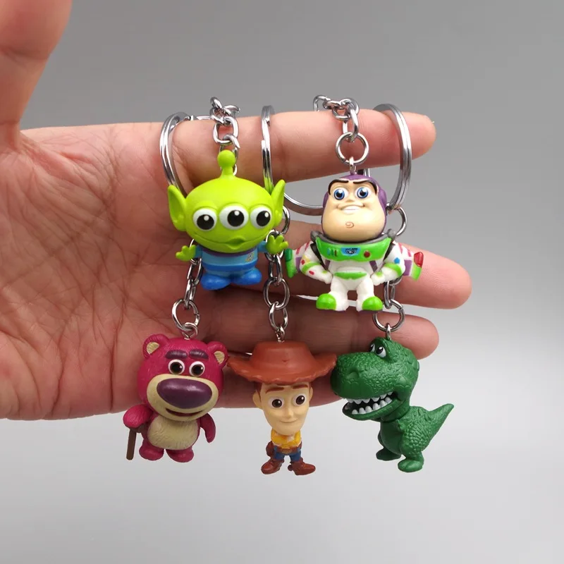 

Disney 5pcs/lot Toy Story Woody Buzz Lightyear Alien Lotso PVC Keychain Figure Doll Figures Toys Give Children Gifts