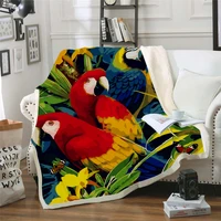 plstar cosmos colorful parrot brid blanket 3d print sherpa blanket on bed kids girl flower home textiles dreamlike style 13