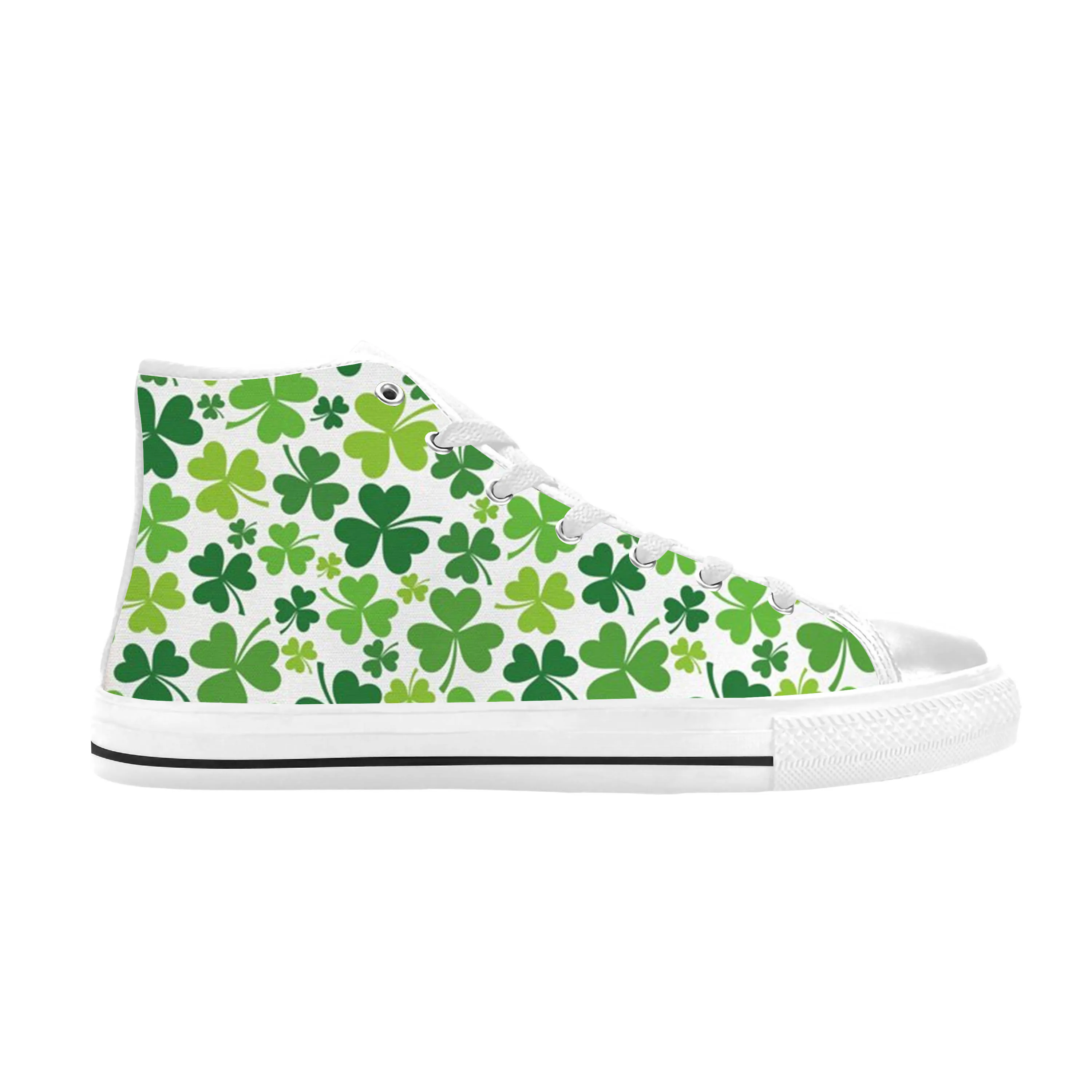 

Happy Clover St Patrick's Day Pattern Shamrocks Casual Cloth Shoes High Top Comfortable Breathable 3D Print Men Women Sneakers
