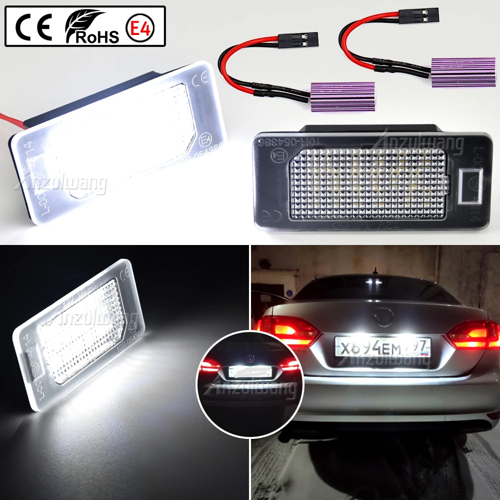 

2Pcs White Led License Plate Lights Tail Lamp For Volkswagen VW Jetta MK6 MK7 Tiguan MK1 MK2 Touran Caddy MK4 Golf 6 7