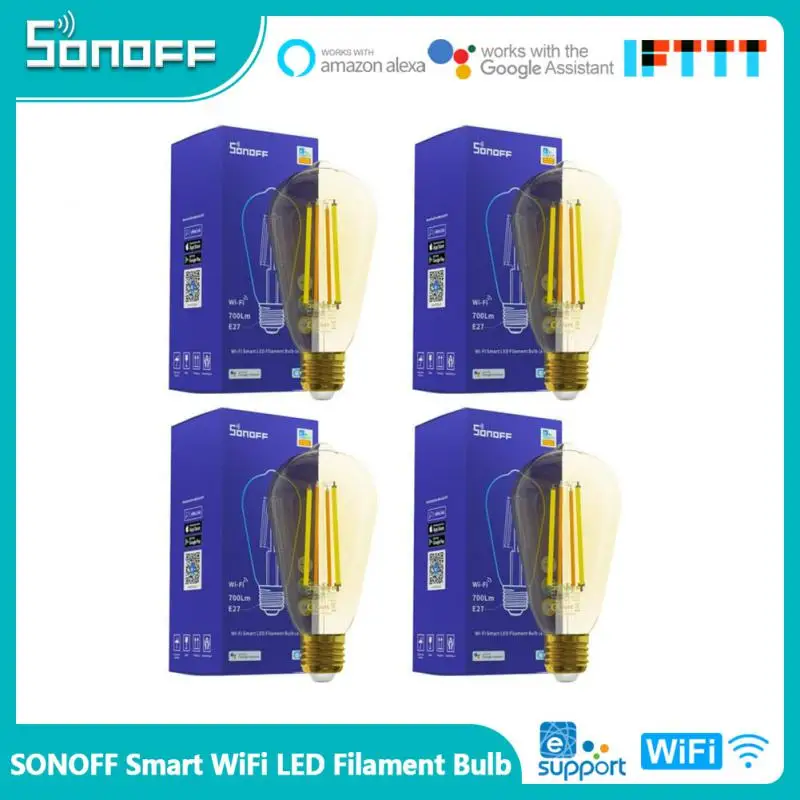 

Умная Светодиодная лампа накаливания SONOFF E27 с Wi-Fi, 7 Вт