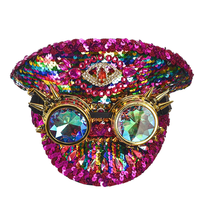 Роскошная армейская шляпа в стиле стимпанк с блестками и бриллиантами для