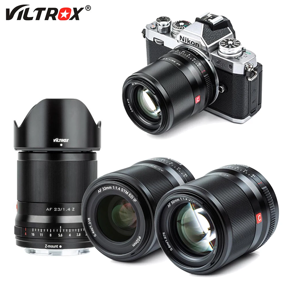 

Viltrox 23 мм 33 мм 56 мм F1.4 Z STM AF большая апертура автофиксированный фокус портретный объектив для Nikon Z-Mount Camera Zfc Z6 Z7 Z5 Z50