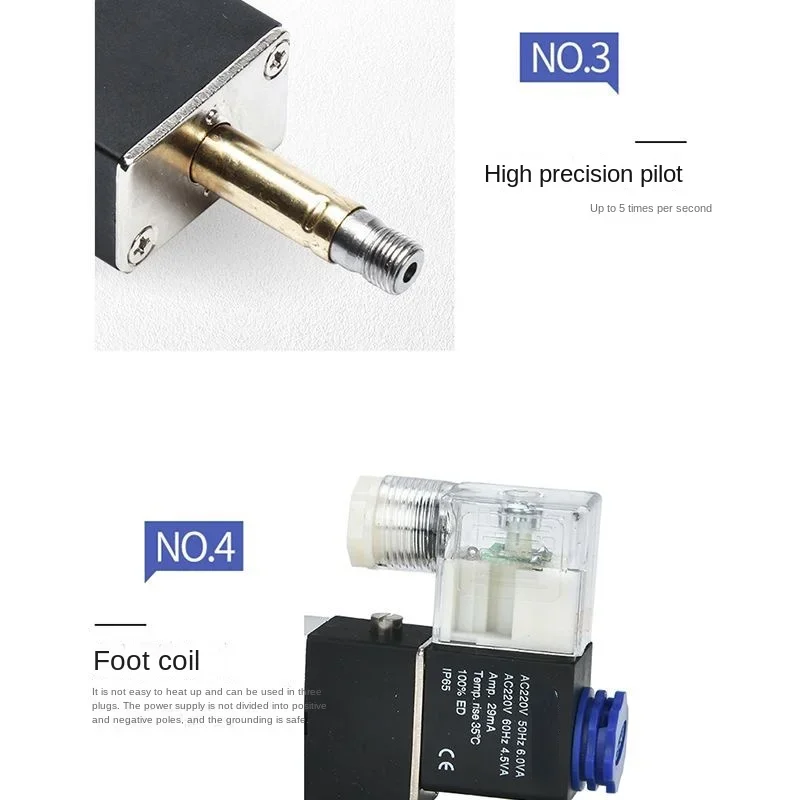 Электромагнитный клапан 4v220-08 двухпозиционный пятипортовый обратный 24 В катушка