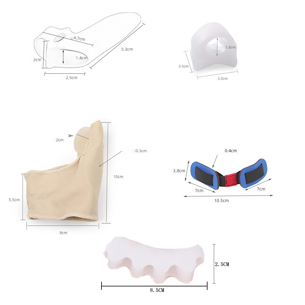 9Pcs/Set Silicone Gel Thumb Corrector Bunion Foot Toe Hallux Valgus Protector Separator Finger Straightener Adjuster Foot Tool