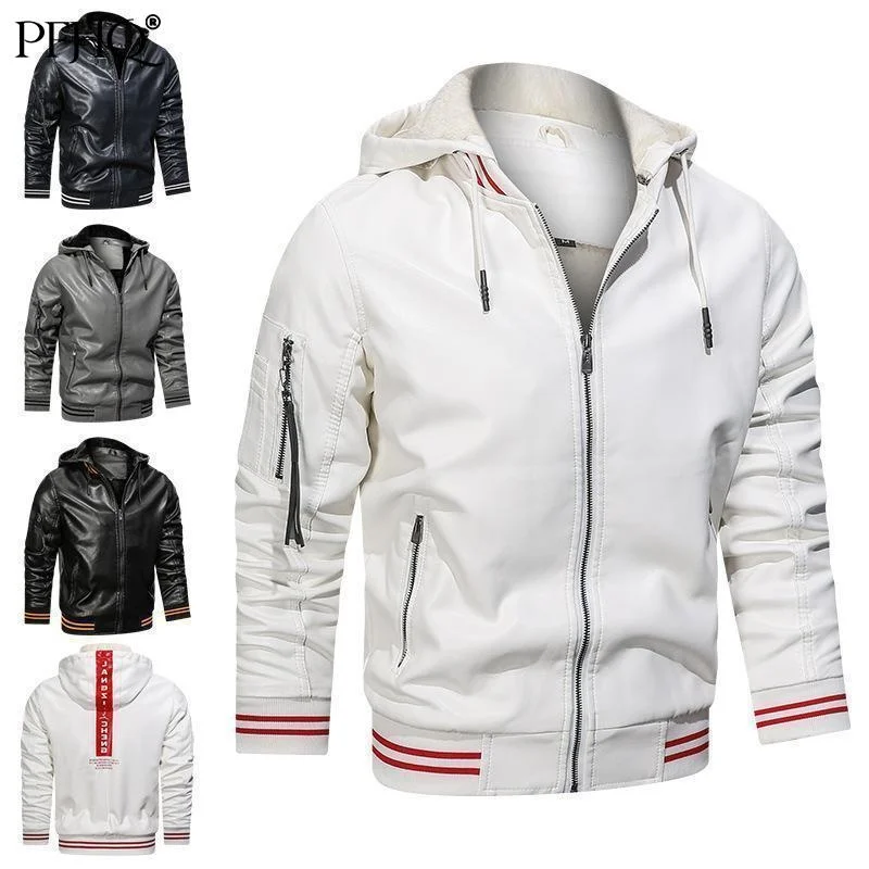 

PFHQ 2022 New Trendy Casual Autumn And Winter Men's Hoodies Pu Mature Male Outdoor Jackets Leather Stylish Coat Clothing 21B1321