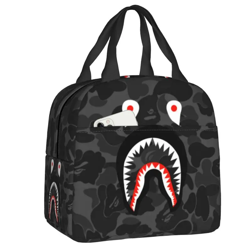 

Fashion Camouflage Shark Camo Thermal Insulated Lunch Bag Women Portable Lunch Tote for Outdoor Camping Travel Food Bento Box