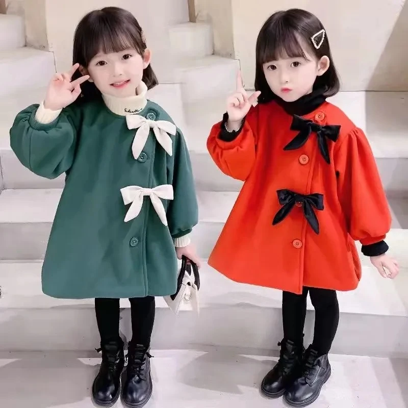 

Детская шерстяная куртка с бантом, на возраст 2-8 лет