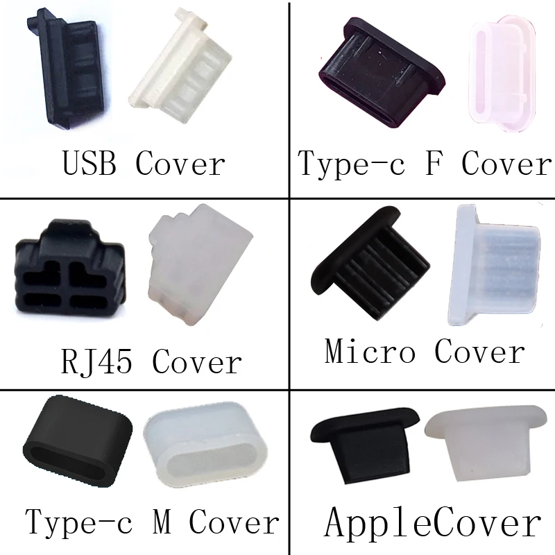 

50pcs Type-C Rj45 Micro Dust Cover USB Master Cap Silicone Plug Protection for Lightning
