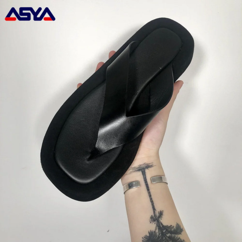 ASYAPOY Slippers Bottom Color Matching Flip-Flops Summer New All-Matching Non-Slip Beach Ladies Sandalia