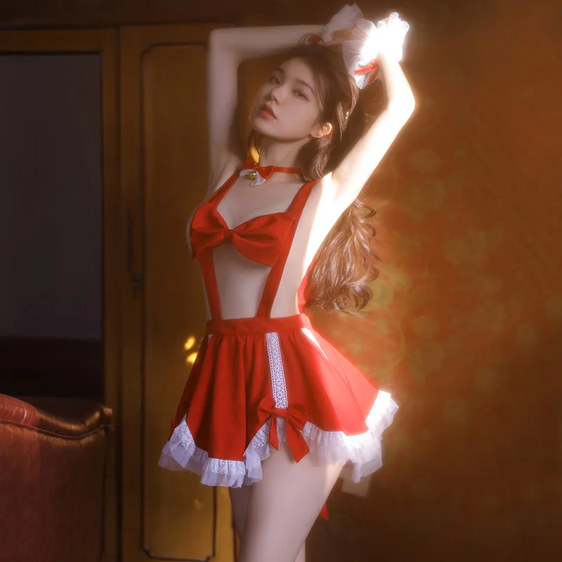 

sexy christmas lingerie outfit women cosplay sexy maid costume Lolita uniform apron temptation porno fantasy erotic woman 2022