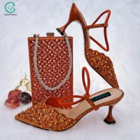 african sets orange color matching italian design shoes and bag set african women matching shoes and bag set